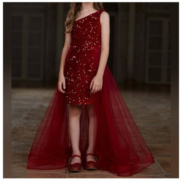 Alisa & Leo One Shoulder Sequined Dress Size 10Y - Picture 1 of 7